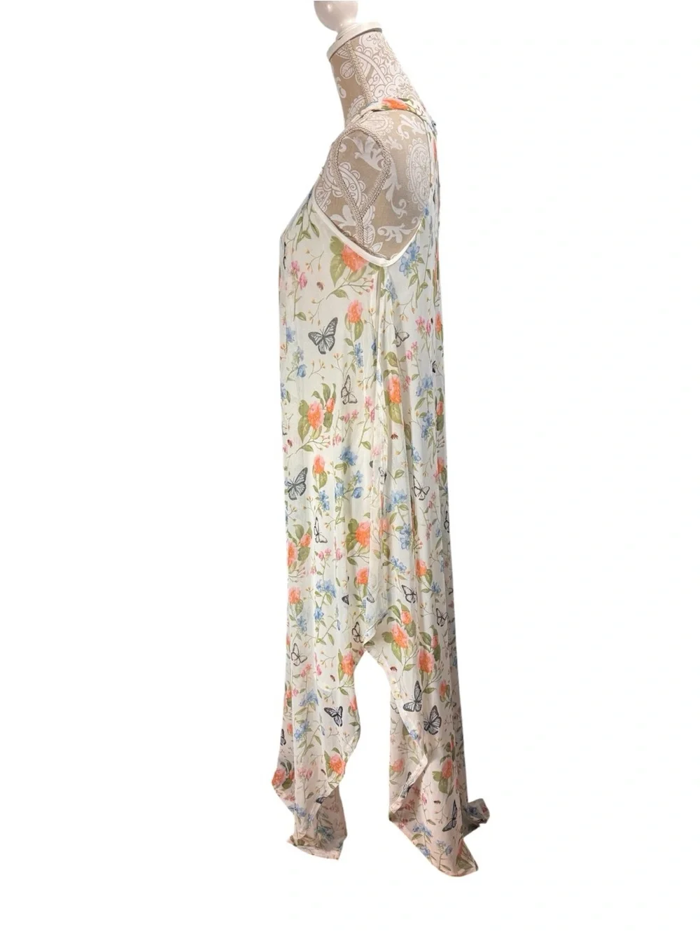 Butterfly Garden Maxi Fly Away Sides Fairy Mesh Dress Size Small Romantic Whimsy - Picture 2 of 8